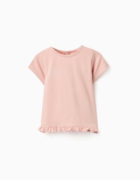 Bébé-T-shirt, sous-pull-T-shirt-T-shirt en coton avec imprimé et ourlet à volants