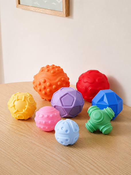 Lot de 8 balles sensorielles jaune+multicolore 1 - vertbaudet enfant 