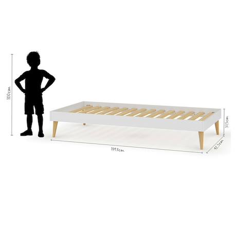 Lit enfant avec pieds bois massif darla Blanc+Bois 10 - vertbaudet enfant 