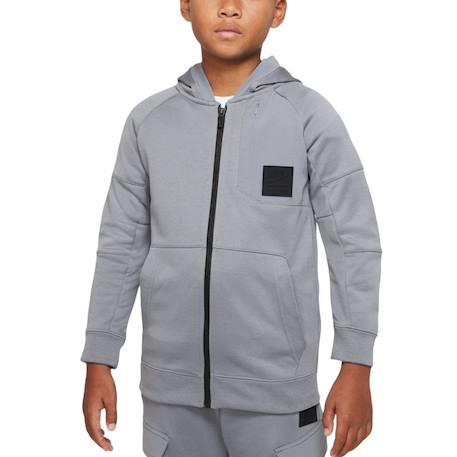 Veste de survêtement garçon Gris chiné+Noir foncé 2 - vertbaudet enfant 