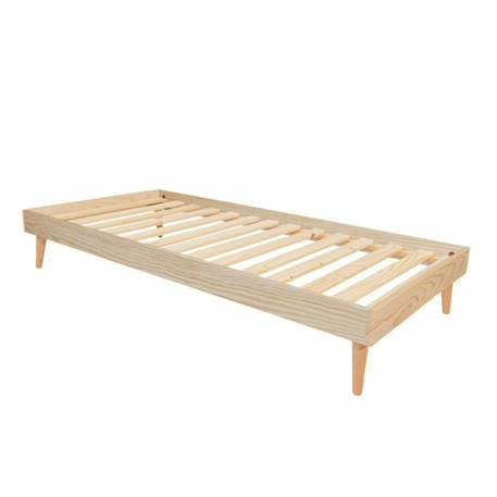 Lit enfant avec pieds bois massif darla Blanc+Bois 9 - vertbaudet enfant 