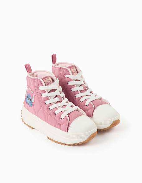 Baskets montantes matelassées avec imprimé stitch Rose foncé 3 - vertbaudet enfant 