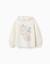 Sweat en coton peigné à capuche et imprimé floral Blanc+Rose clair+Vert clair 2 - vertbaudet enfant 