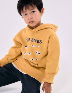 -Sweat en coton peigné à capuche avec imprimé