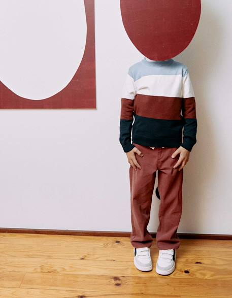Garçon-Pull, gilet, sweat-Pull-Pull en maille à blocs de couleur