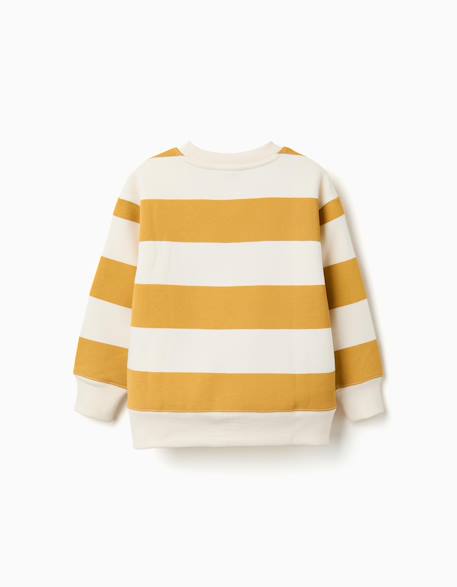 Sweat en coton peigné à rayures et imprimé Jaune+Vert clair 3 - vertbaudet enfant 