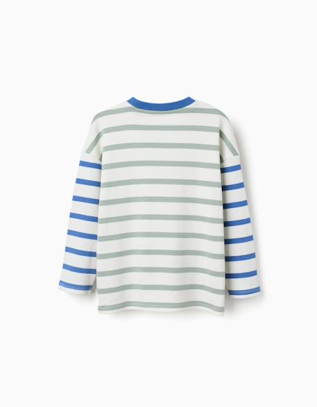 T-shirt en coton à manches longues à rayures Vert 3 - vertbaudet enfant 
