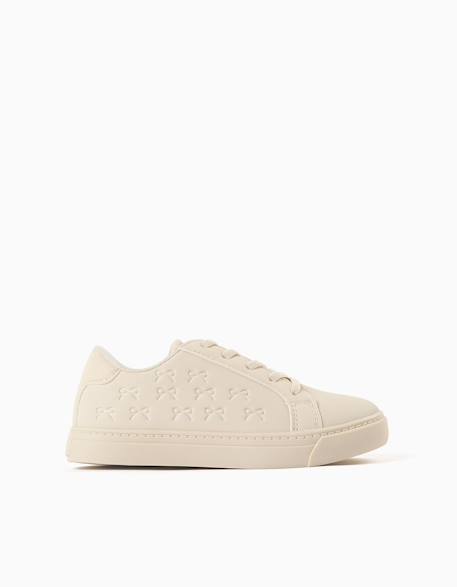 Baskets avec nœuds en relief et lacets élastiques Beige 2 - vertbaudet enfant 