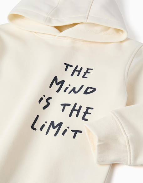Sweat en coton peigné à capuche avec imprimé Blanc+Jaune+Marron 4 - vertbaudet enfant 