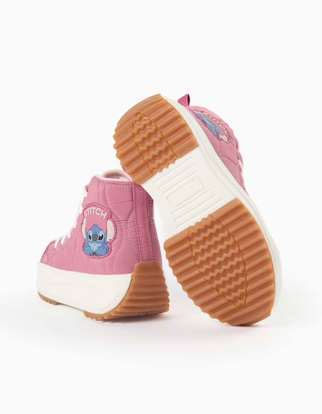 Baskets montantes matelassées avec imprimé stitch Rose foncé 4 - vertbaudet enfant 