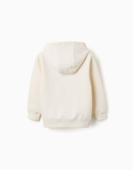 Sweat en coton peigné à capuche avec imprimé Blanc+Jaune+Marron 3 - vertbaudet enfant 