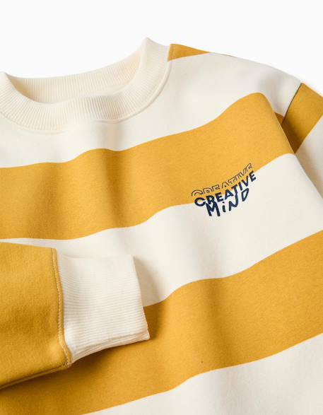 Sweat en coton peigné à rayures et imprimé Jaune+Vert clair 4 - vertbaudet enfant 
