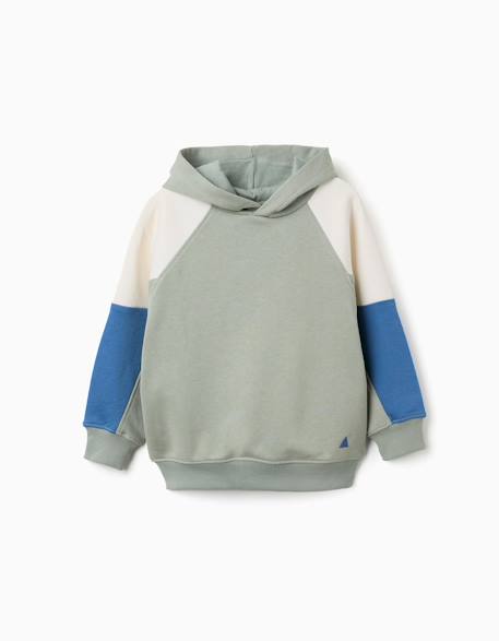 Sweat en coton avec capuche Vert 3 - vertbaudet enfant 