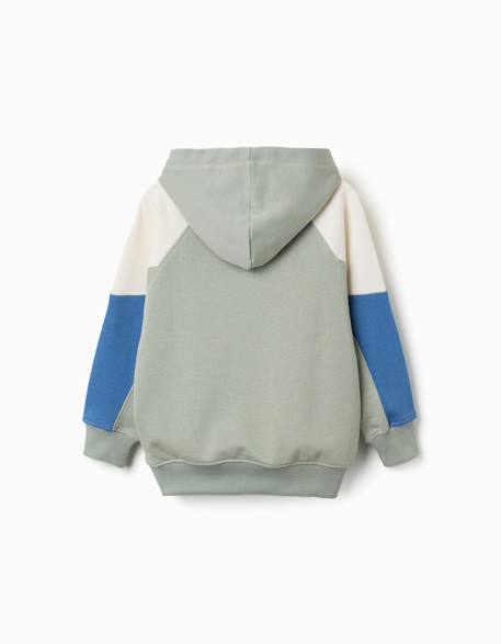 Sweat en coton avec capuche Vert 4 - vertbaudet enfant 