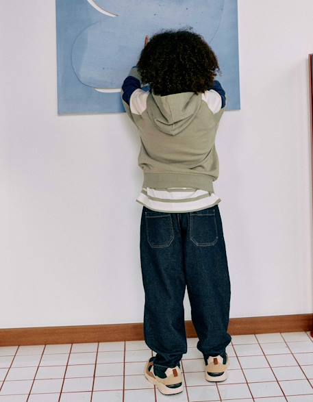 Sweat en coton avec capuche Vert 2 - vertbaudet enfant 