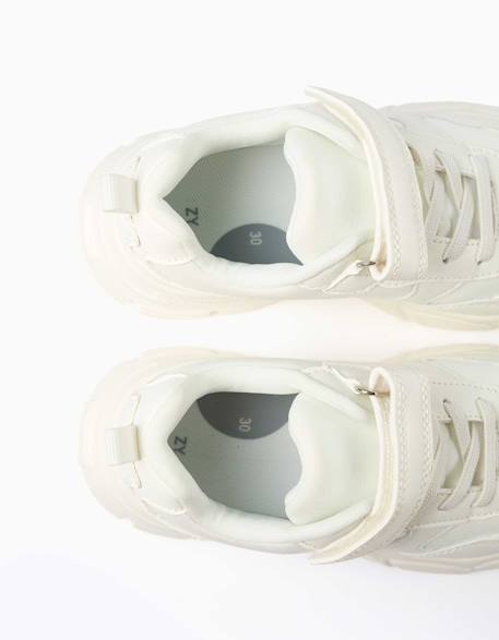 Baskets bi-matière à semelle épaisse et doublure en maille Blanc 4 - vertbaudet enfant 