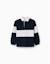 Sweat avec col polo et bloc de couleurs Bleu foncé 2 - vertbaudet enfant 