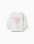Sweat avec imprimé floral en relief Blanc+Rose 2 - vertbaudet enfant 