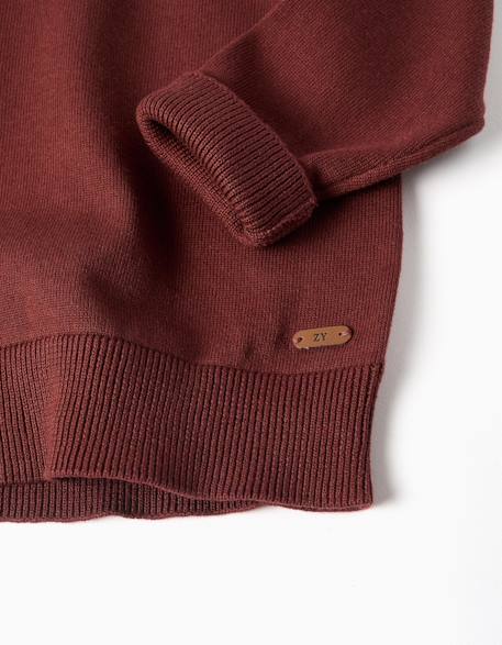 Pull en maille avec extrémités côtelées Bleu foncé+Marron 8 - vertbaudet enfant 