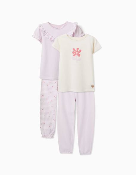 Fille-Pyjama, surpyjama-Lot de 2 pyjamas courts en coton avec imprimés floraux