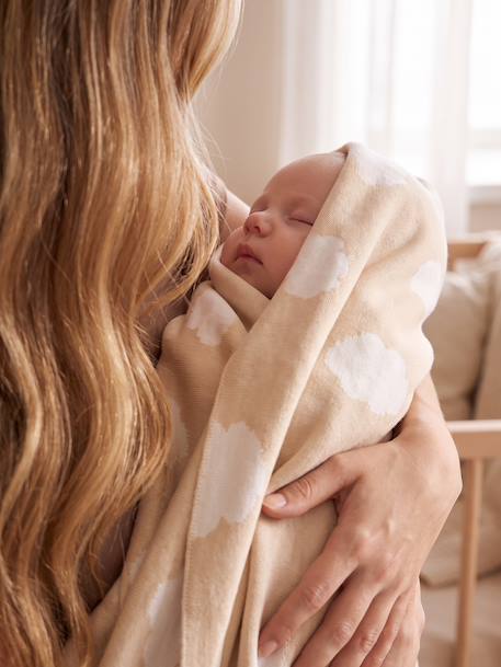 Couverture bébé en coton NUAGES beige 2 - vertbaudet enfant 