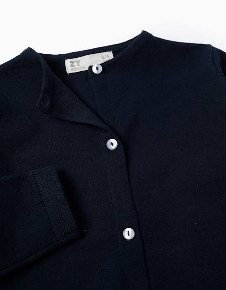 Gilet en maille à col rond Blanc+Bleu foncé 6 - vertbaudet enfant 