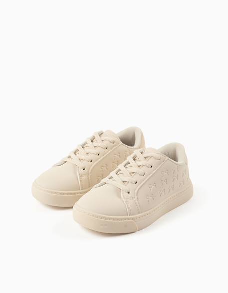 Baskets avec nœuds en relief et lacets élastiques Beige 3 - vertbaudet enfant 