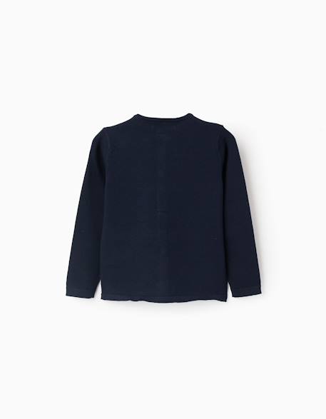 Gilet en maille à col rond Blanc+Bleu foncé 5 - vertbaudet enfant 