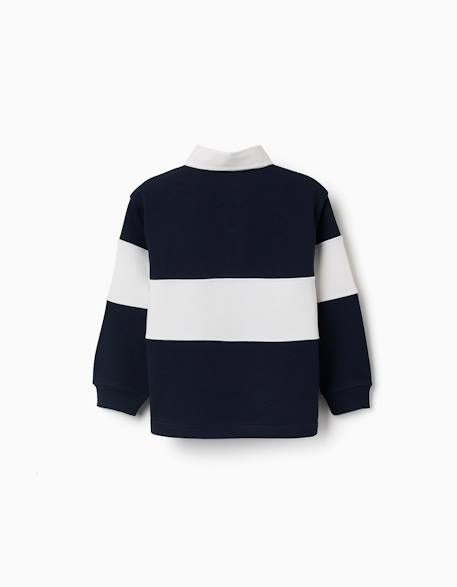 Sweat avec col polo et bloc de couleurs Bleu foncé 3 - vertbaudet enfant 