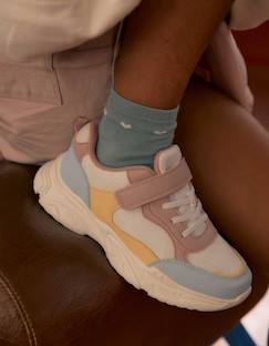 Chaussures-Baskets bi-matière à semelle épaisse