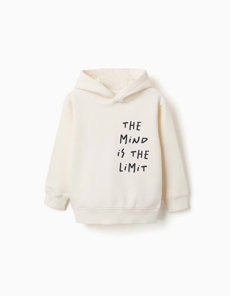 Sweat en coton peigné à capuche avec imprimé Blanc+Jaune+Marron 2 - vertbaudet enfant 