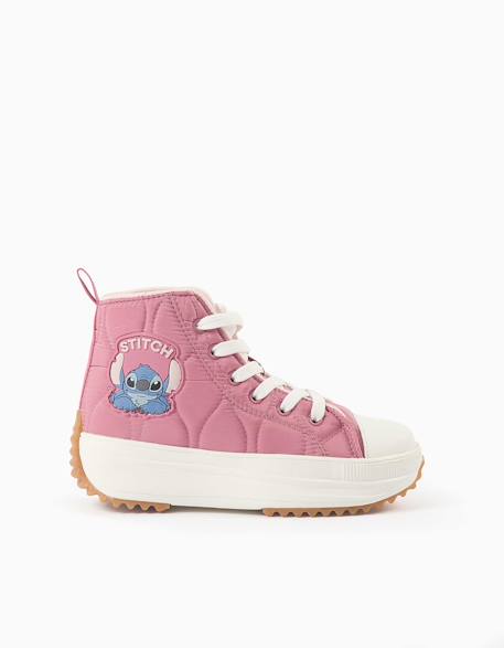 Baskets montantes matelassées avec imprimé stitch Rose foncé 2 - vertbaudet enfant 