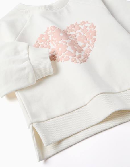 Sweat avec imprimé floral en relief Blanc+Rose 4 - vertbaudet enfant 