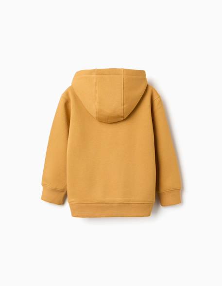 Sweat en coton peigné à capuche avec imprimé Blanc+Jaune+Marron 7 - vertbaudet enfant 
