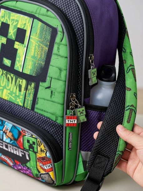Sac à dos minecraft école 8l avec porte-bouteille Vert et noir 3 - vertbaudet enfant 