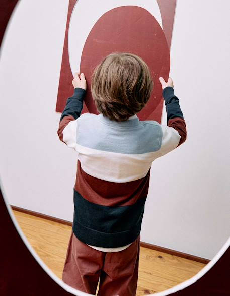 Pull en maille à blocs de couleur Bleu clair 2 - vertbaudet enfant 