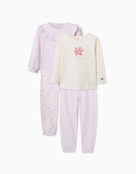 Fille-Pyjama, surpyjama-Lot de 2 pyjamas longs en coton avec imprimés floraux