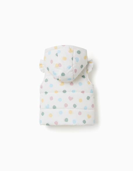 Doudoune sans manches avec capuche et motif cœurs et pois Blanc 3 - vertbaudet enfant 