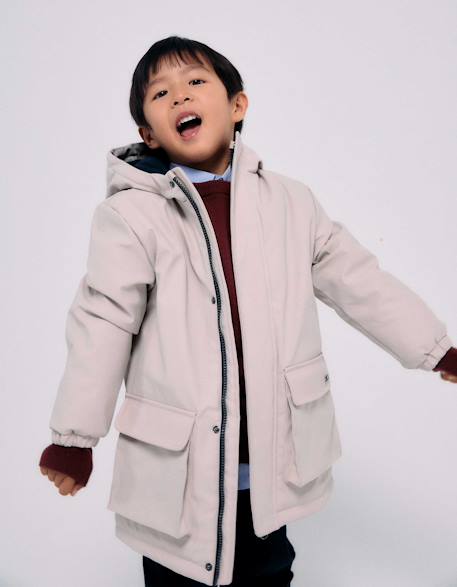 Garçon-Manteau-Blouson, parka-Parka rembourrée avec capuche et poches avant