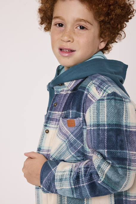 Veste polaire à capuche garçon Carreaux vert 3 - vertbaudet enfant 