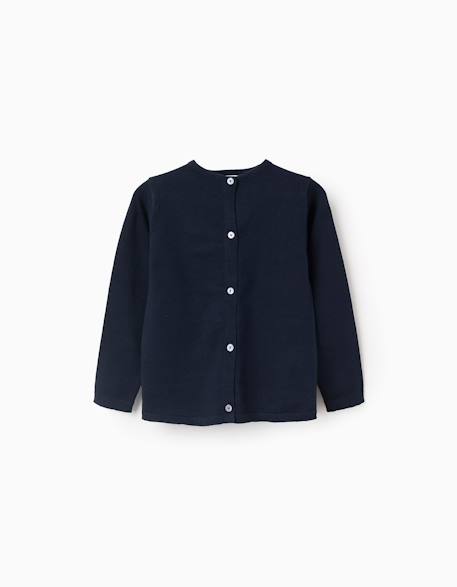 Gilet en maille à col rond Blanc+Bleu foncé 4 - vertbaudet enfant 
