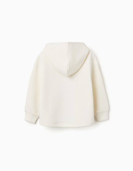 Sweat en coton peigné à capuche et imprimé floral Blanc+Rose clair+Vert clair 3 - vertbaudet enfant 