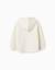 Sweat en coton peigné à capuche et imprimé floral Blanc+Rose clair+Vert clair 3 - vertbaudet enfant 