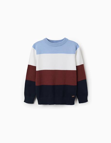 Pull en maille à blocs de couleur Bleu clair 3 - vertbaudet enfant 