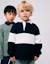 Sweat avec col polo et bloc de couleurs Bleu foncé 1 - vertbaudet enfant 