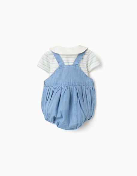 Ensemble body à rayures et barboteuse en jean Bleu 2 - vertbaudet enfant 