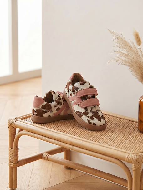Basket enfant fille cuir à scratchs brun 2 - vertbaudet enfant 