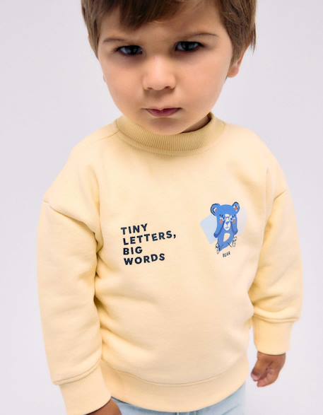 Sweat en coton avec ours et lettres imprimés Bleu+Jaune 5 - vertbaudet enfant 