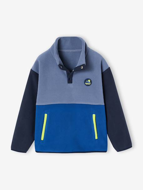 Sweat polaire garçon manches longues bleu+vert 3 - vertbaudet enfant 