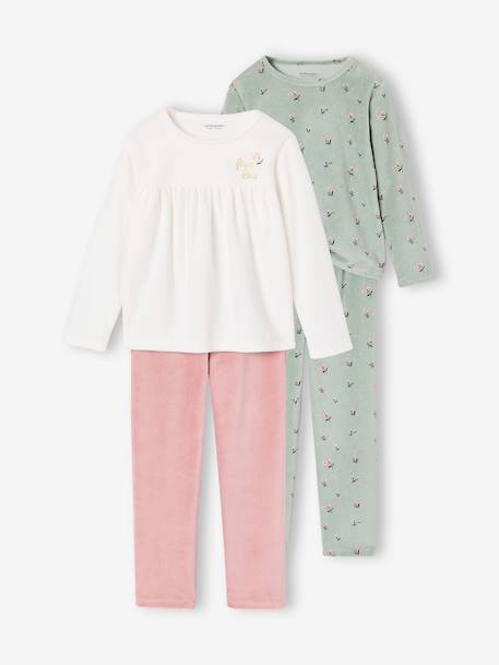 Lot de 2 pyjamas fille vieux rose 1 - vertbaudet enfant 